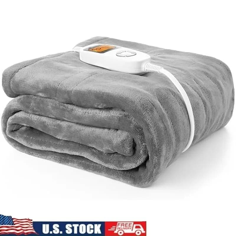 Coperta Elettrica Extra Large a Riscaldamento Rapido, Morbida, a Basso Voltaggio, 10 Livelli, Timer, Spegnimento Automatico, Copriletto Caldo Invernale per Casa