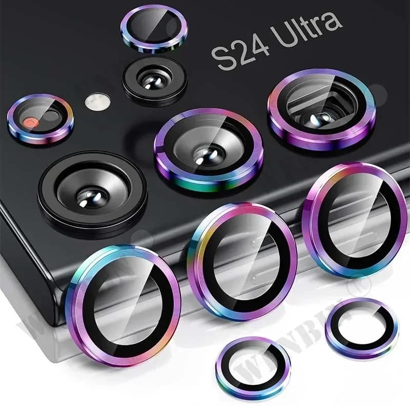 2 pezzi protezione per obiettivo fotocamera per Samsung S25 S24 Ultra Plus A56 A55 5G 9H protezione schermo in vetro temperato pellicola di copertura anello in metallo