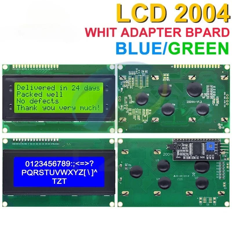 LCD2004+I2C 2004 20x4 2004A Blue/Green screen HD44780 Character LCD /w IIC/I2C Serial Interface Adapter Module For Arduino