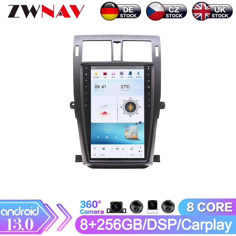 Per Toyota Crown 2010-2014 Qualcomm 665 13.6 ''Android 13 navigazione per schermo auto Apple Carplay autoradio musica DSP GPS BT MP4 TV