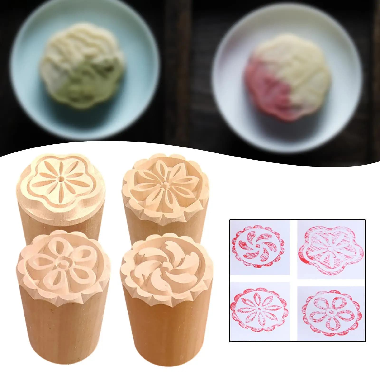 Timbri in argilla giocattolo in ceramica Blocco di legno Timbro rotondo ergonomico da 1,38 pollici di diametro per pasticceria Torta Artigianato fai-da-te