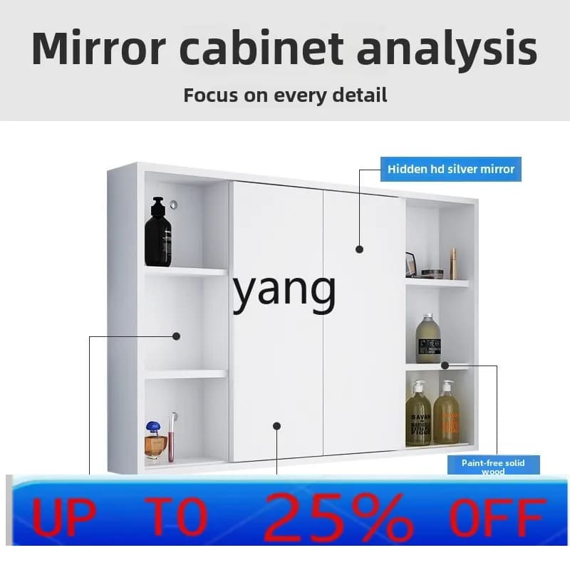 Armadietto a Specchio Feng Shui CX per Bagno, Mensola Nascosta per Trucco, Specchio da Parete per Bagno