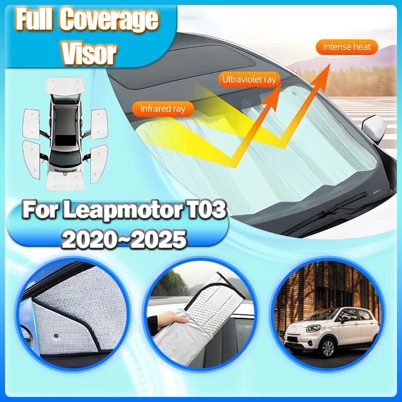 Finestra di automobile Tende Da Sole Per Leapmotor T03 2020 ~ 2023 2024 2025 Auto Protezione Solare Ombreggiatura Parasole Parabrezza Anti-UV Coperture Accessori