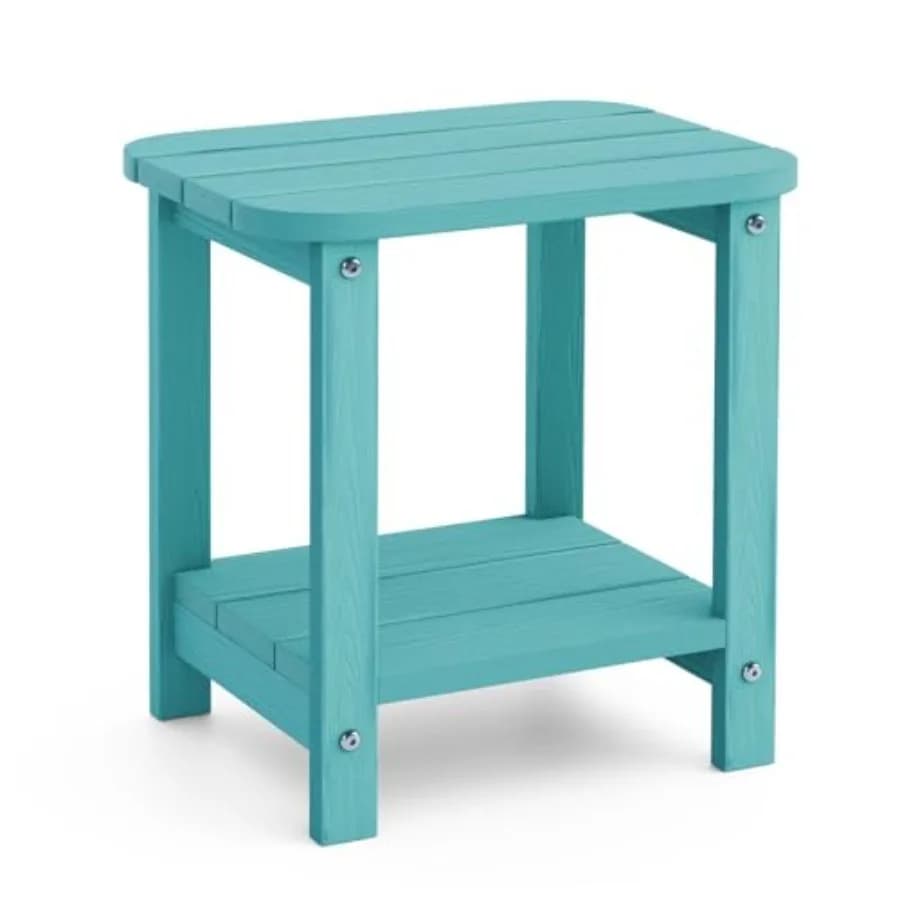 2-Tier Outdoor Side Table 16" Adirondack Small Side Table All Weather Resistant Patio End for Outside or Indoor Patio Yard Pool