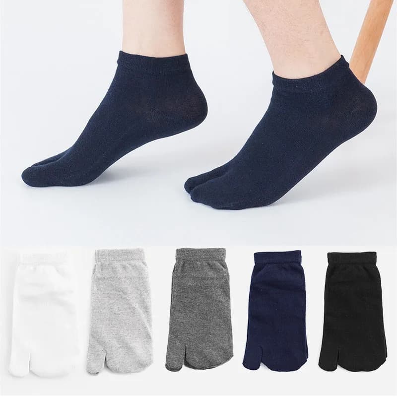 5 pairs of socks Tabi cotton men's short socks with two fingers solid color absorbing sweat smell proof socks casual flip flop with split tip