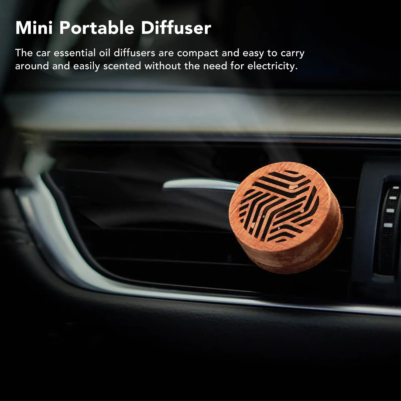 Mini Diffusore in Legno con Motivo Intagliato, Aroma Duraturo, Aiuta a Dormire, Accessori per Auto, Yoga, Meditazione e Aromaterapia