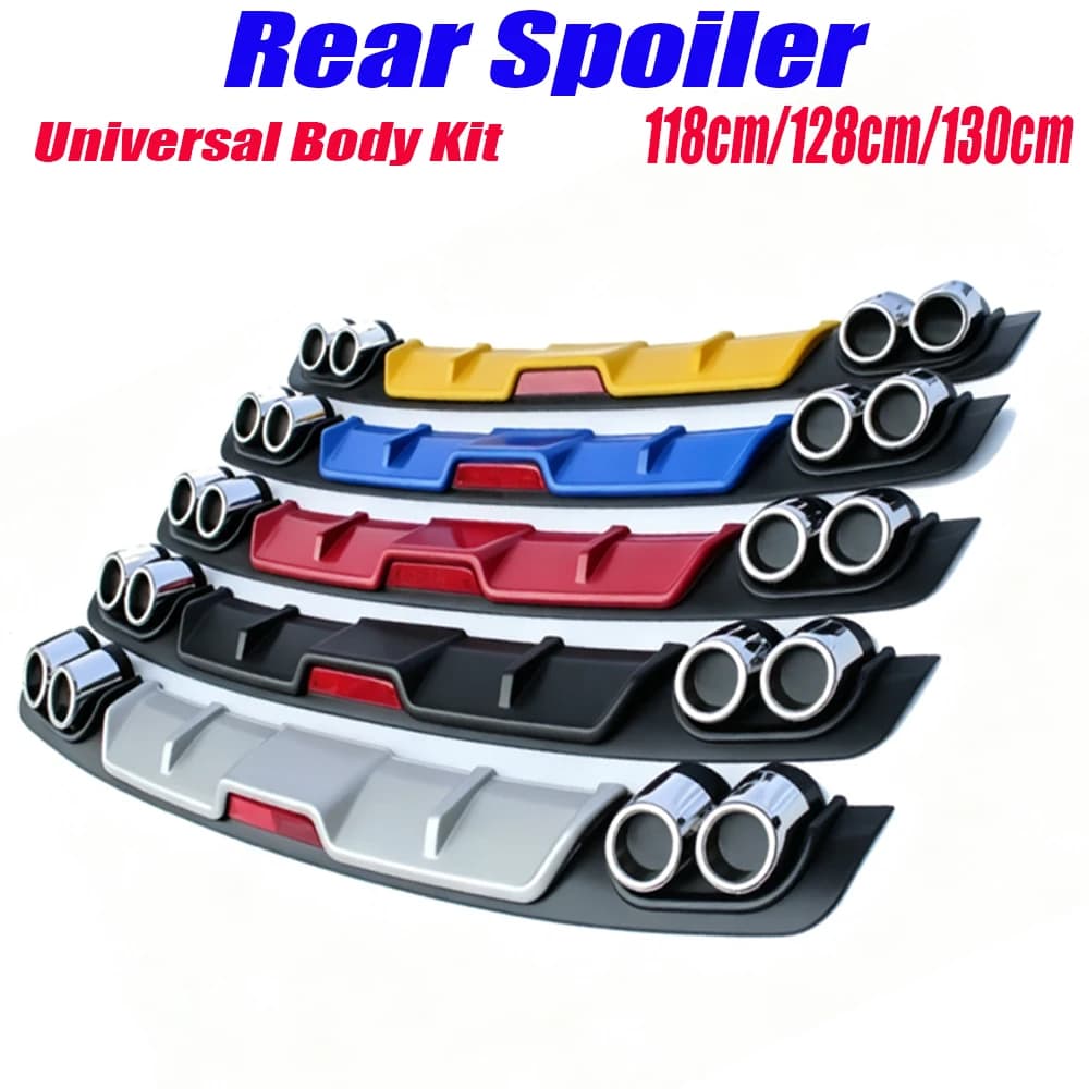 Car Rear Bumper Diffuser Fake Four Out Exhaust Lip Rear Lower Splitter Spoiler Auto Decorative Rear Diffuser Universal Car