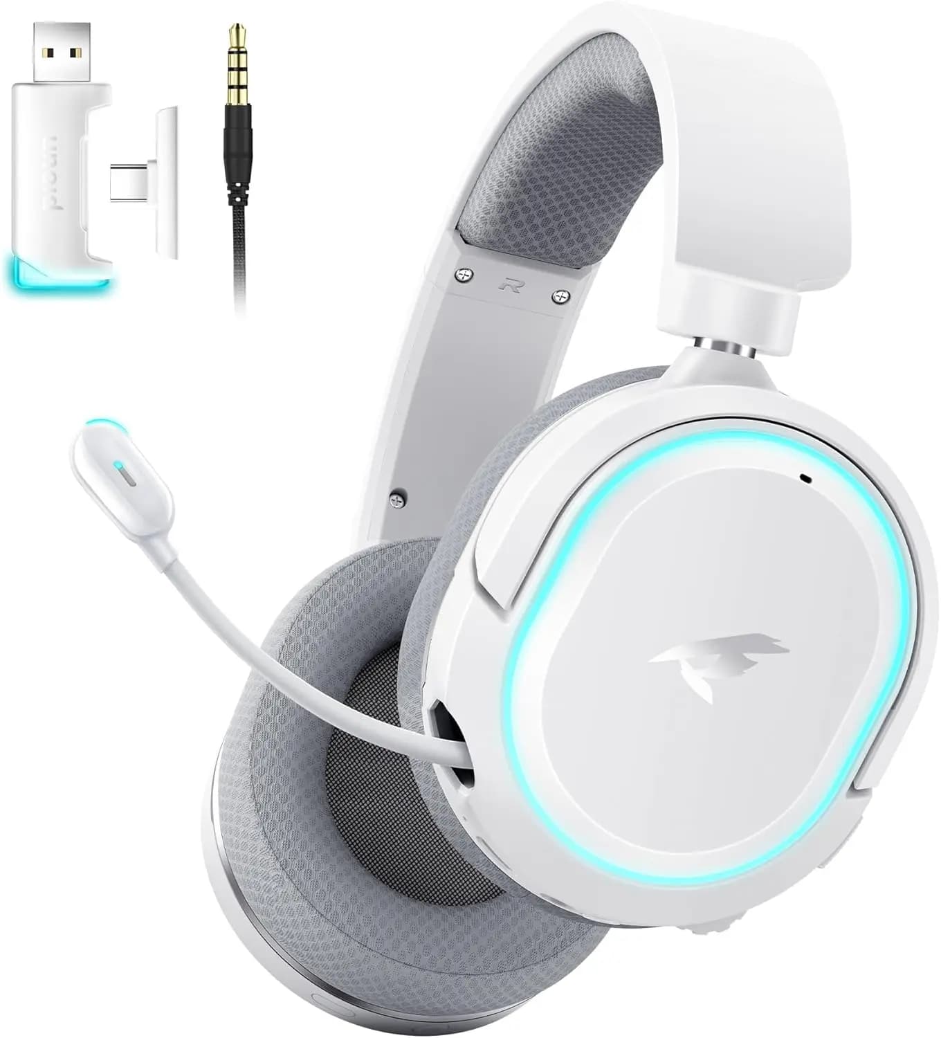 Wireless Gaming Headset 7.1 Surround Sound, 2.4GHz/Bluetooth 5.4/Wired, 5ms Low Latency, 100H Battery, ENC Mic, RGB for PC PS5 PS4 Switch