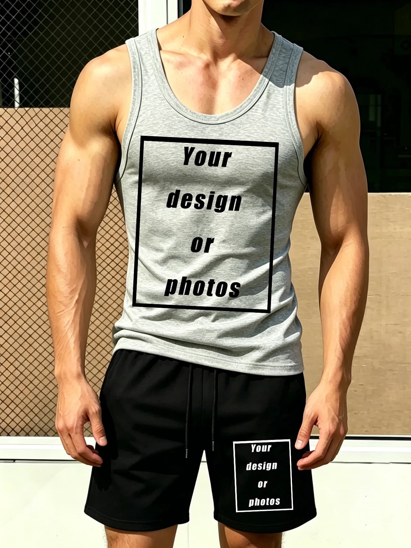 Men's Sports Tank Top Set Shorts Basics Vest Versatile Summer Beach Black Shorts Loose Fashion Clothing Couple Jogging Vests