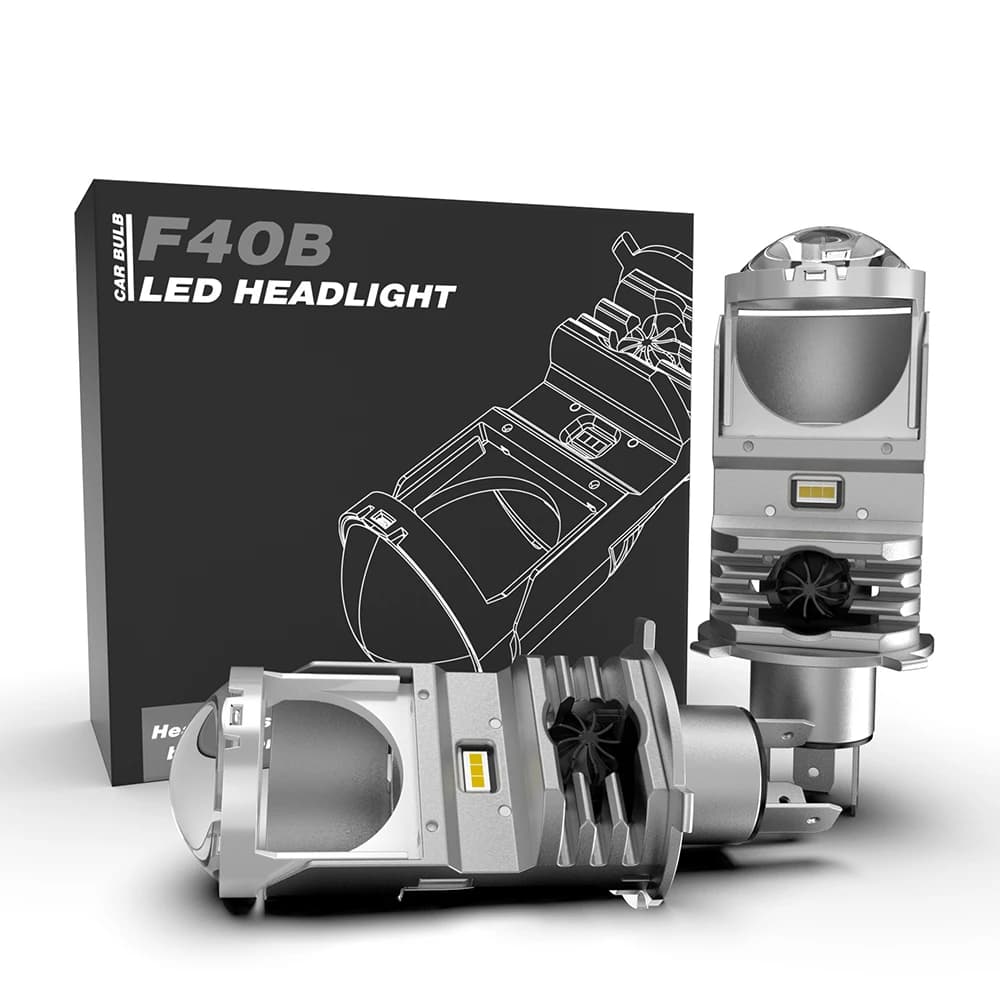 F40B LED Mini H4 Lampadina per fari Lente per proiettore 9003 HB2 80W Lampada frontale esterna Fascio alto e basso 6000K Plug & Play per auto Moto Parte