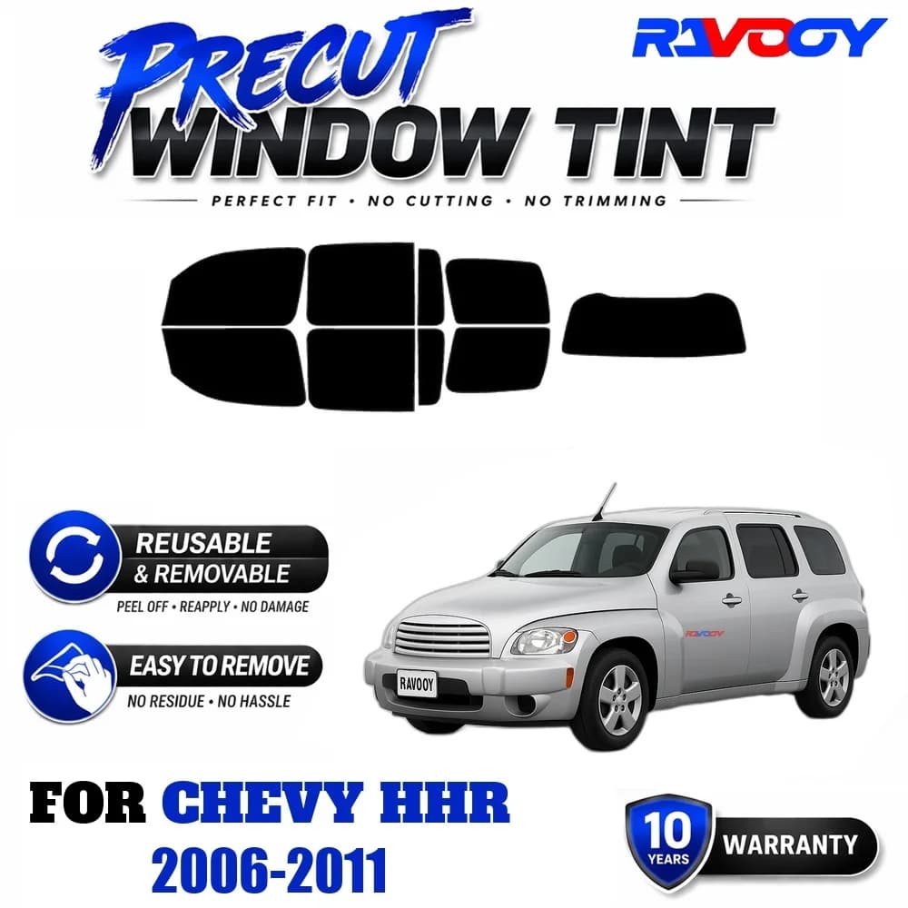 RAVOOY Precut Window Tint, Reusable Removable EPU Film, Custom Fit for Chevy HHR 2006-2011, UV Heat Protection