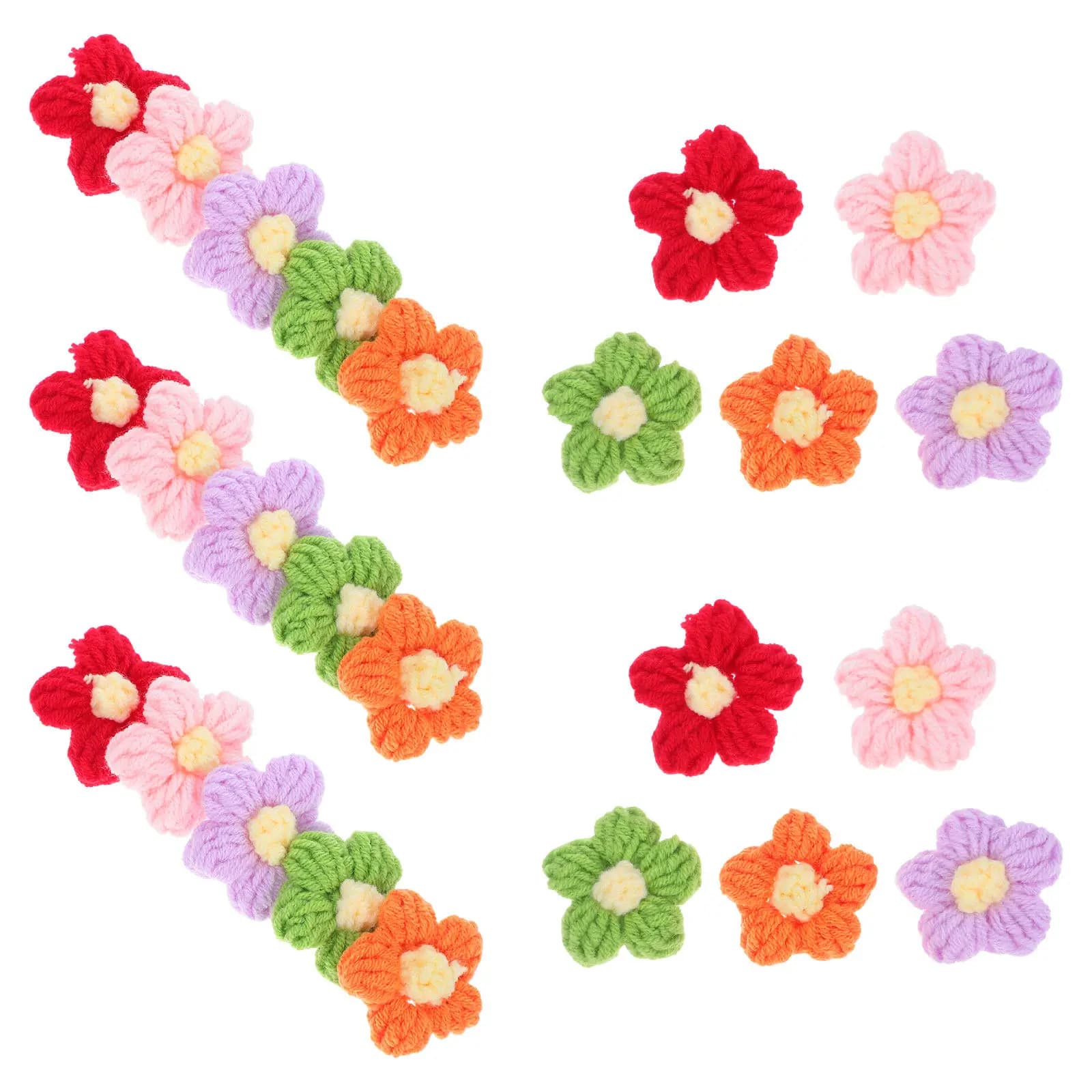 50 Pezzi Fiori all'Uncinetto con Punto Puff, Decorazioni Floreali Fatte a Mano in Filato Lavorato a Maglia per Artigianato Fai-da-Te, Accessori per Abbigliamento