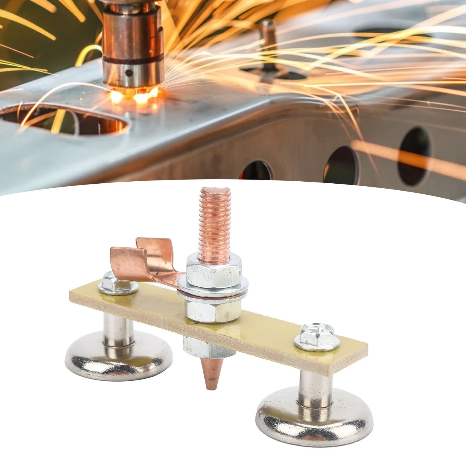 Magnet Head Spotter Connector Welding Magnet Head Iron Insulation Board Double Ground Connector Spotter Tool 4mm Welding Tool