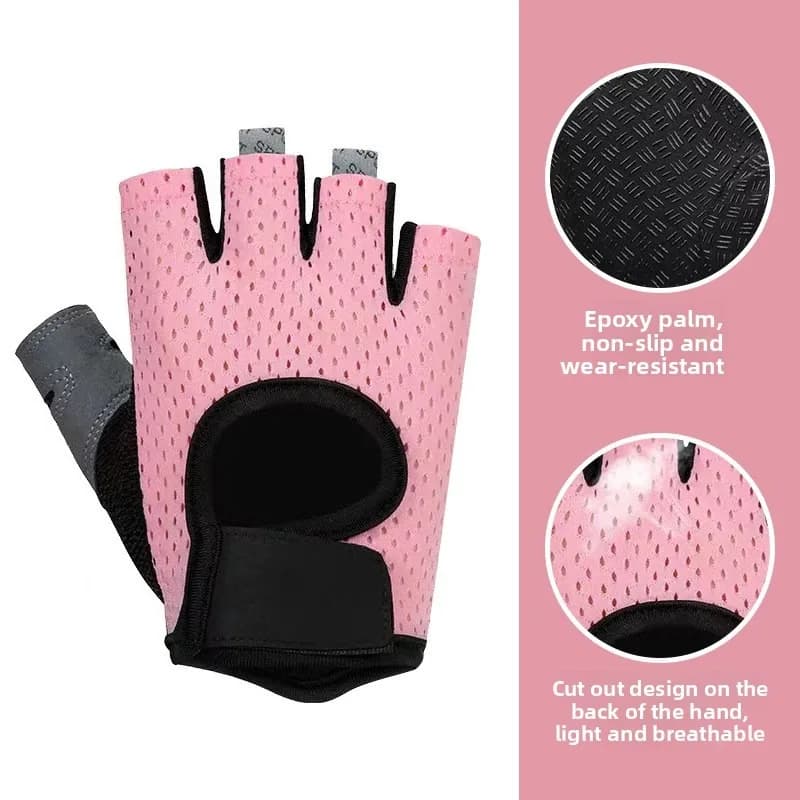 Breathable mesh half finger gloves, anti-slip and anti-cocoon training gloves for gym, fitness, cycling and outdoor camping