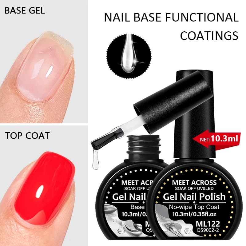 10.3ml Base Coat No Wipe Top Coat Matte Top Coat Soak Off UV LED Gel Nail Polish Gloss Matte Finish Nail Primer Seal Varnish