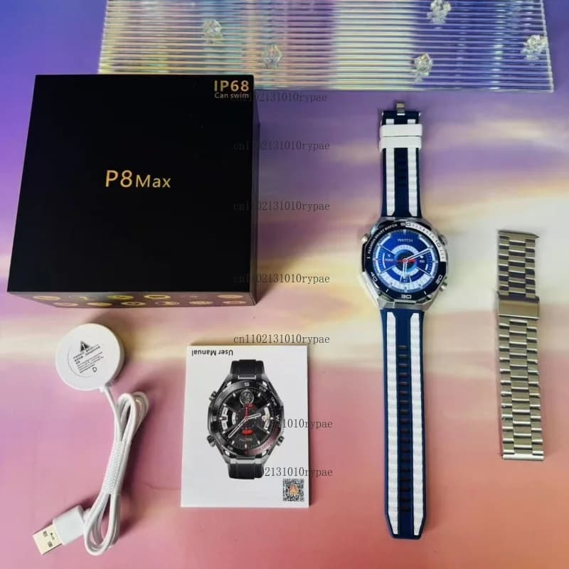 Round-shaped new model P8Max wireless magnetic charging Bluetooth calling sports smartwatch