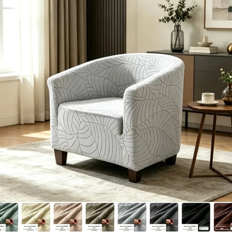 Elastic sheet for club chair Jacquard Leaves for single armchair Living room Solid color Bar Covers Furniture protection