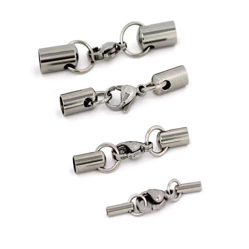 5Set Stainless Steel Lobster Clasp Hooks Leather Cord End Caps Connector 1 2 3 4 5 6mm Necklace Bracelet for DIY Jewelry Creation
