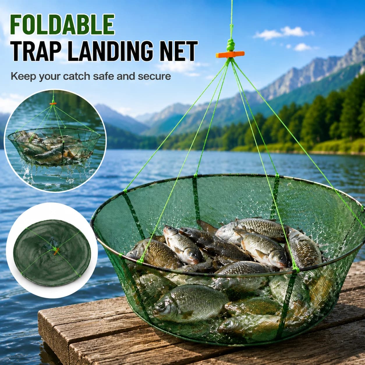 Folding Fishing Net Portable Crab Prawn Shrimp Catcher Bait Trap Cage Drop Netting For Fishing Gear Accessories