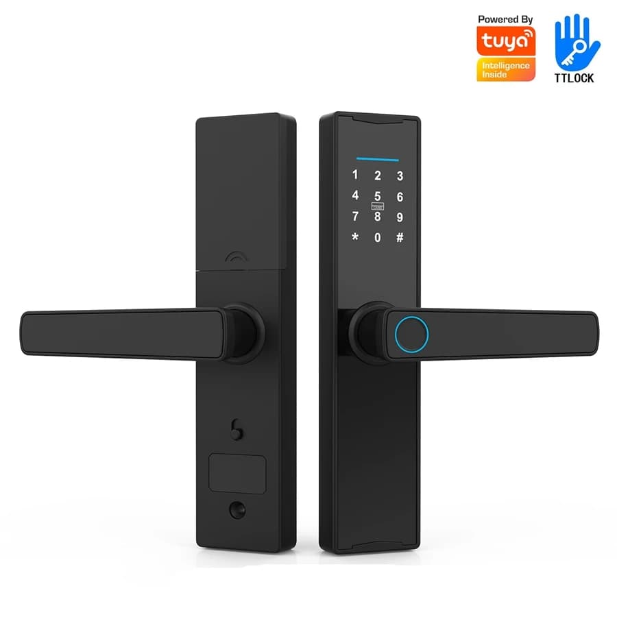 Impronta digitale in legno Doo Lock Tuya TTlock Bluetooth APP telecomando serratura elettronica intelligente per casa appartamento affitto casa