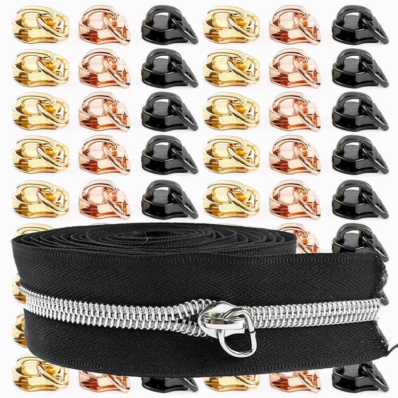 50/100 pezzi 5 # Cursori per cerniere in nylon Nastro per cerniere Anello a D Estrattore per cerniere Borsa per vestiti Kit di riparazione per cerniere Accessori per cucire di ricambio