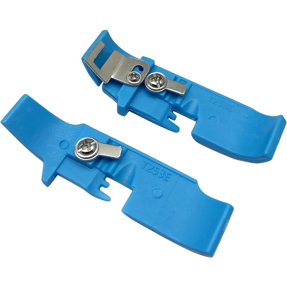 Piedino per piastra inferiore resistente all'usura in plastica da 2 pezzi # T253E Accessori per cucire con piede a pressione per tracolla con bordi a quattro fili