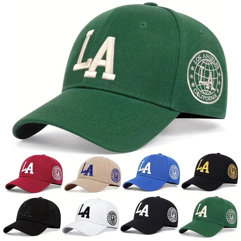 Cappellini da Baseball Unisex con Ricamo Lettera LA, Regolabili per Primavera e Autunno, Cappelli Casual da Esterno con Protezione Solare