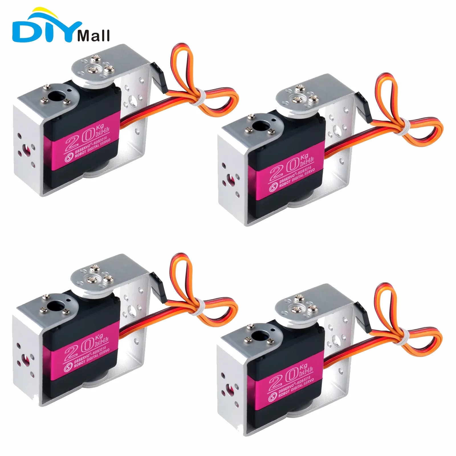RDS3218 20KG 180 Degree Dual Shaft Digital Servo Waterproof Robot Arm Servo High Torque Full Metal Gear 1/2/4Pcs