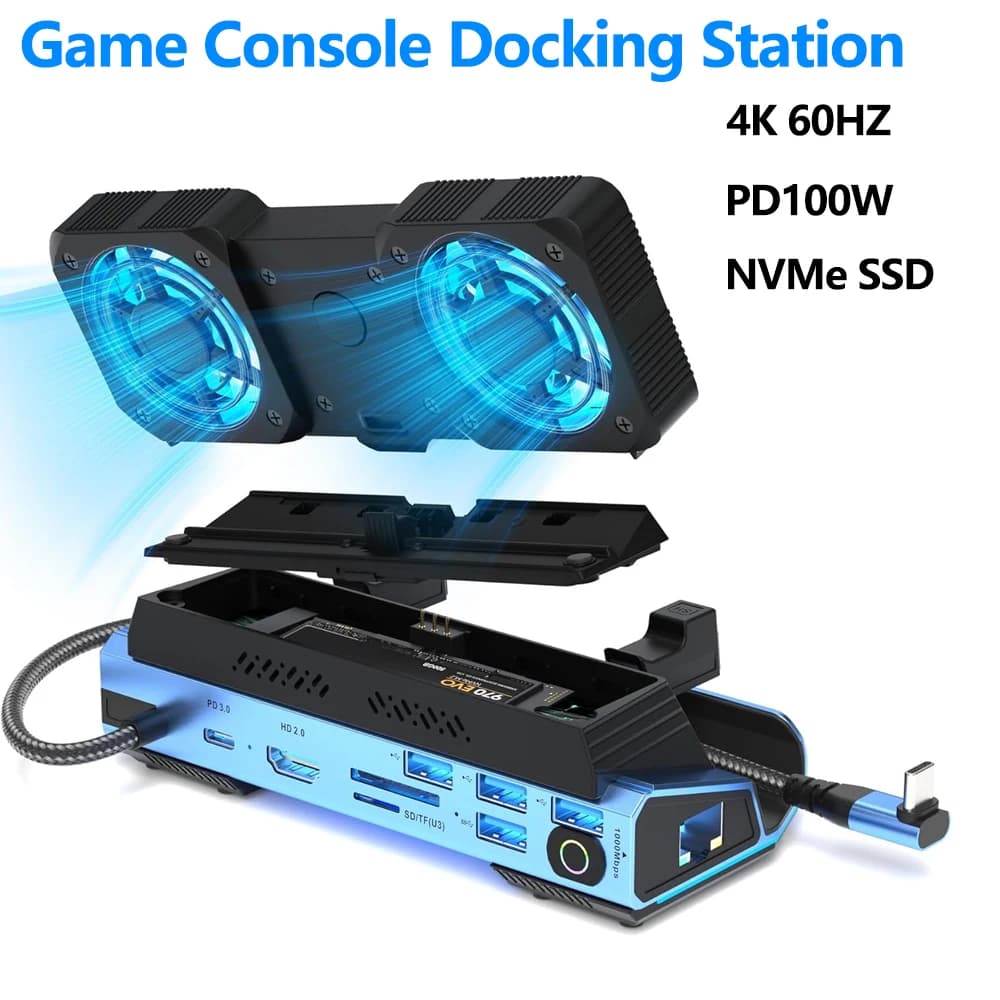 Console di gioco Docking station USB C HUB compatibile HDMI 4K 60Hz PD100W per Steam Deck ROG Ally Nintendo Switch Legion Go