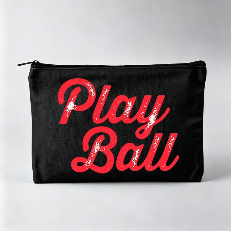 Women's Slogan Style Makeup Bag with Red Typography Print, Casual Cosmetic Pouch for Daily Use