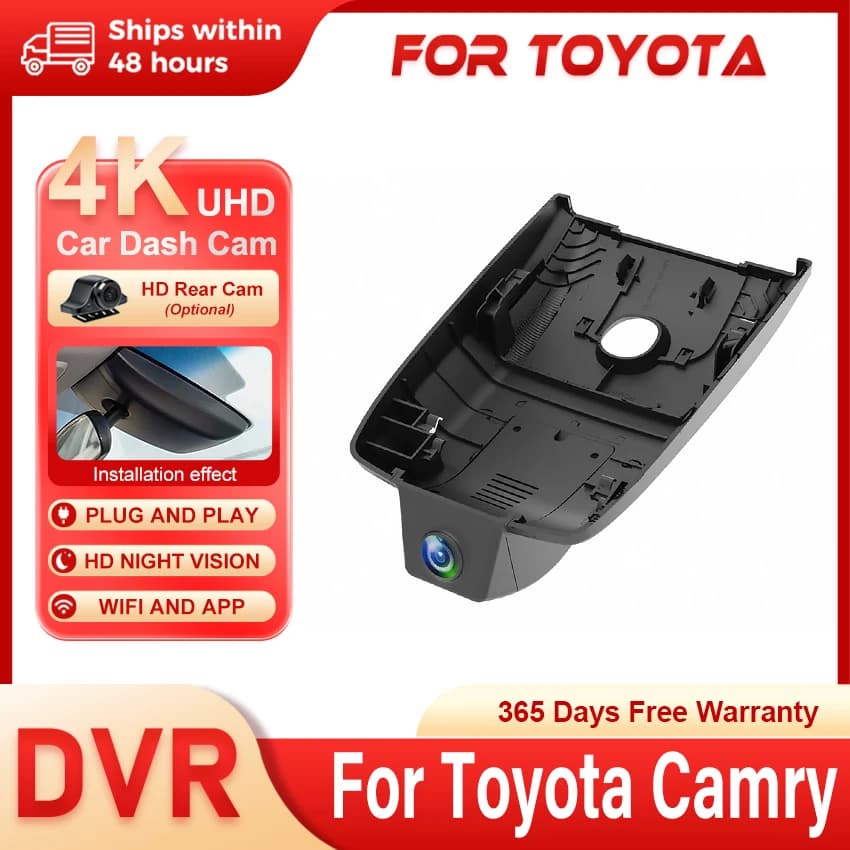 New! 4K Dash Cam For Toyota Camry 8th Gen XV70 2018-2023, OEM-Style Design Car DVR, Night Vision, Loop Recording, WiFi