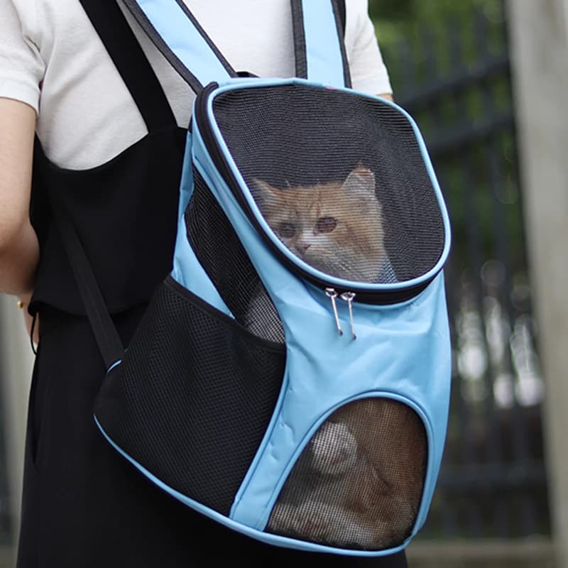 Zaino Traspirante per Gatti con Rete, Borsa da Viaggio Portatile per Animali Domestici per Passeggiate e Gite all'Aperto