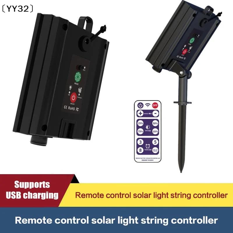 1 Set di controller per luci a LED da 3.7V 1200mAh con telecomando e pannello solare per la ricarica di strisce LED