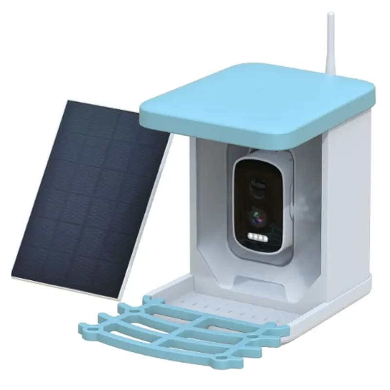 Telecamera per Alimentatore di Uccelli con Pannello Solare, WiFi Wireless, Rilevamento del Movimento, per Osservazione Fauna Selvatica