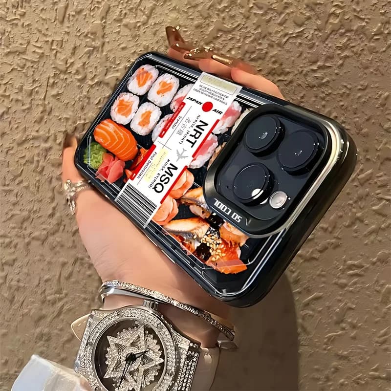 Custodia per telefono design sushi lunch box per iPhone 17 16 15 14 13 12 11 Pro/ Max/Plus cover posteriore antiurto anti-impronte