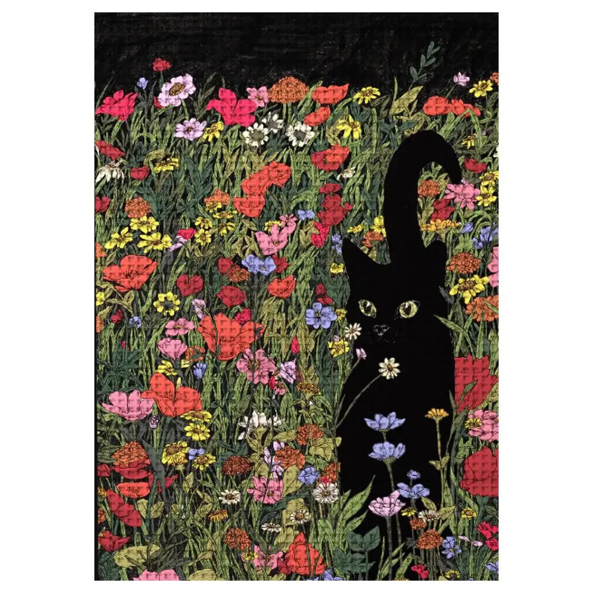 1pc 30X40CM/11.8*15.74inch Flower Cat Stamped Cross Stitch Kit DIY Kit 11/14/16CT DIY Embroidered Set DIY Cross-Stitch Set