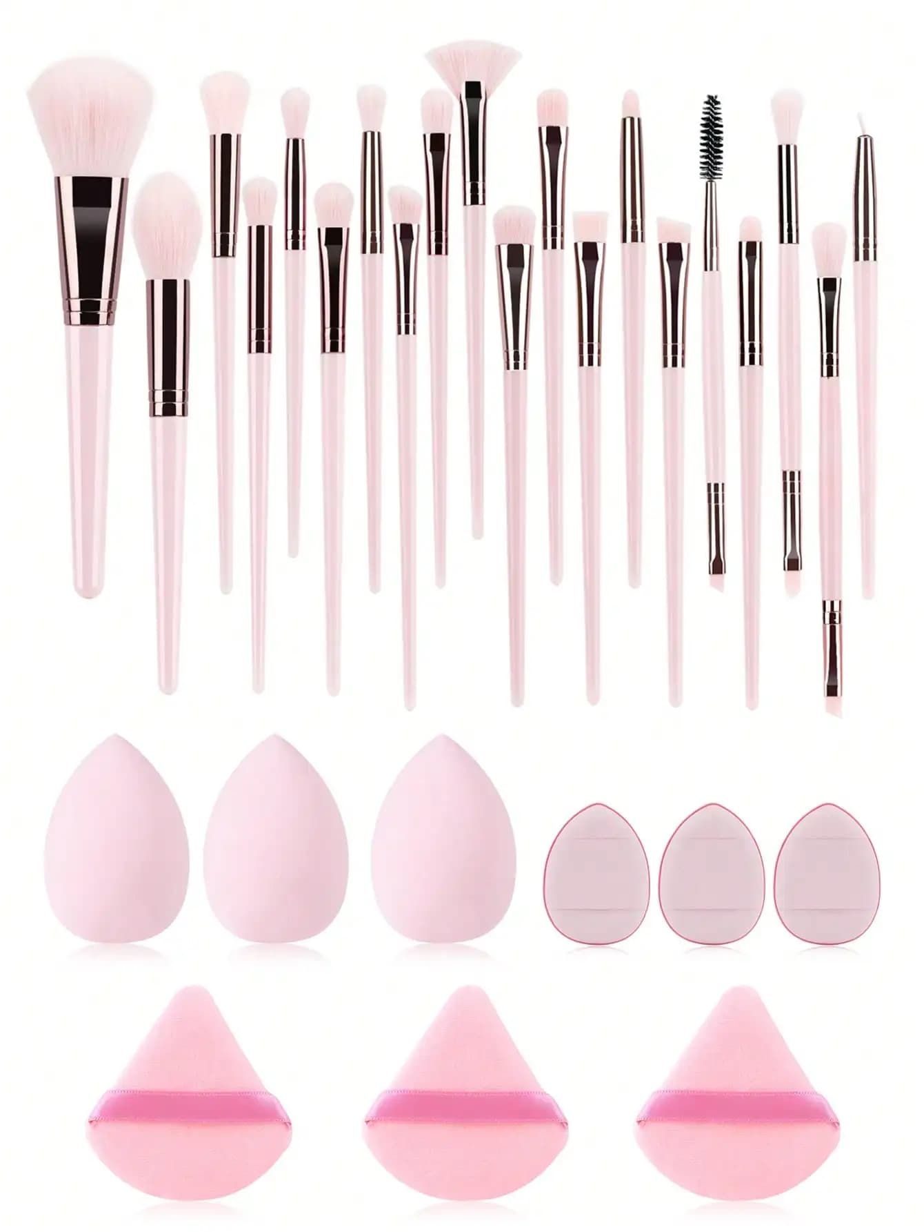 29-Makeup Brushes Set With Beauty Sponge Blender Powder Puff Professional Face Eye Foundation Blush Cosmetic Make‑up Tools Kit