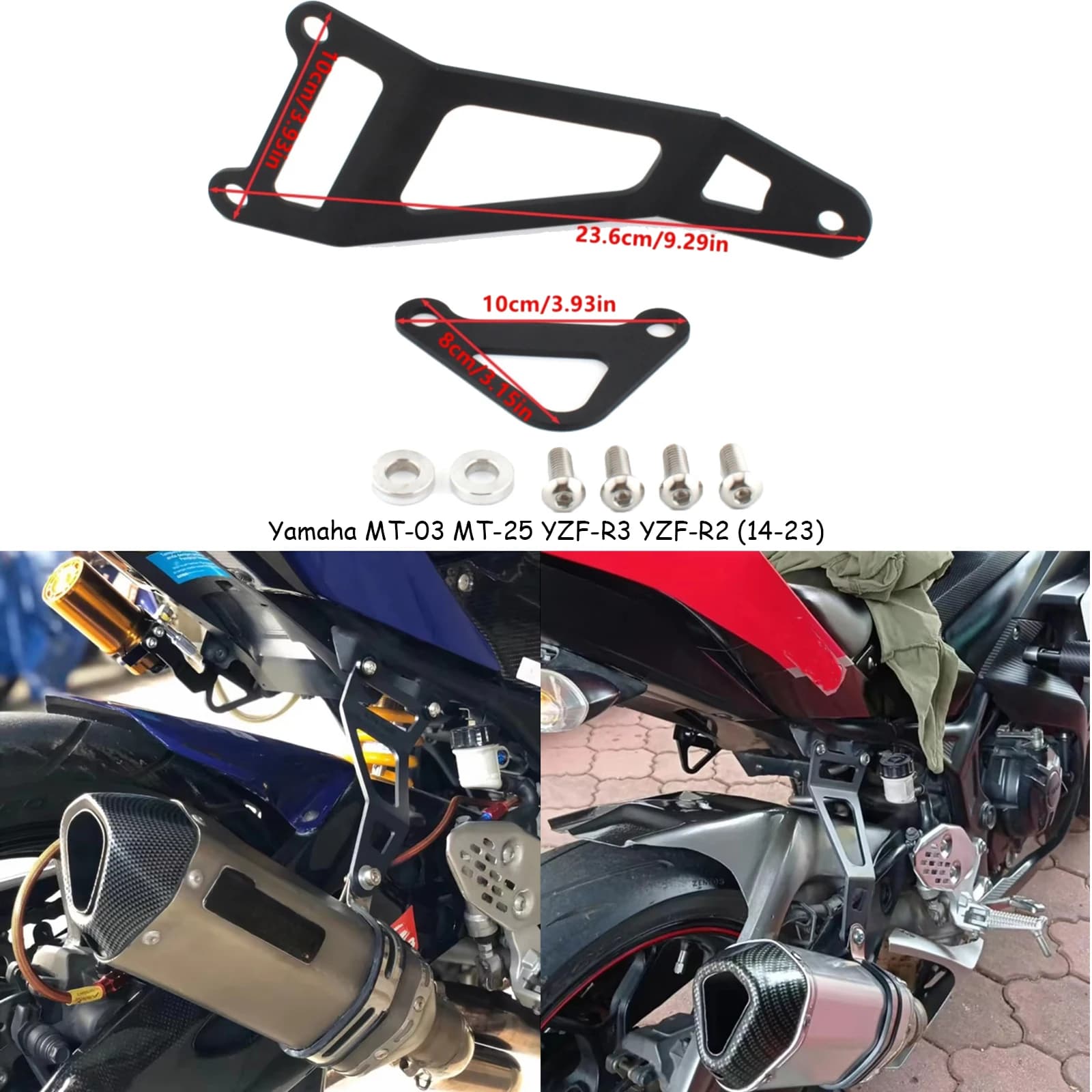 Moto Ferro Gancio di Scarico Staffa Posteriore Resto Del Piede Coperture Piastre Per Yamaha MT-03 MT-25 YZF-R3 YZF-R2 2014-20233