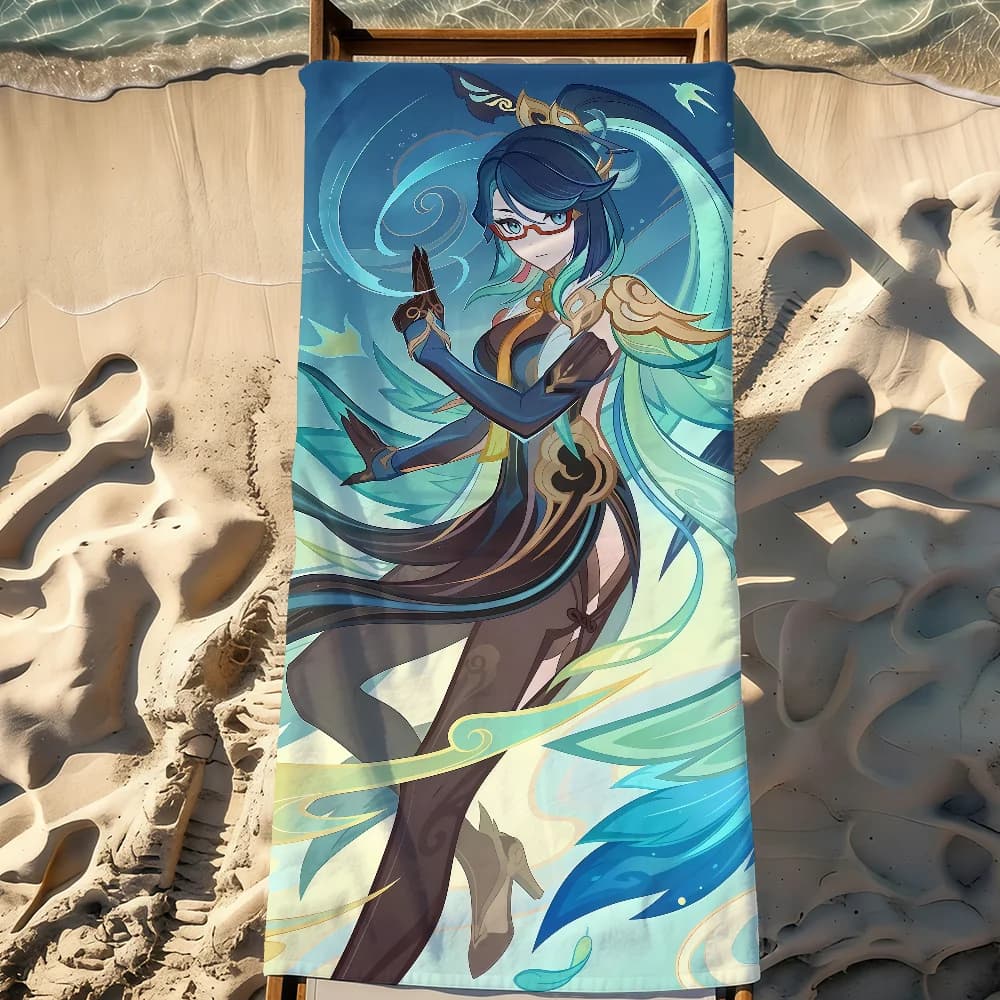 Asciugamano da Spiaggia Xianyun Genshin, Asciugatura Rapida, per Viaggi e Campeggio, Antiscivolo, Morbido, Leggero, Grande