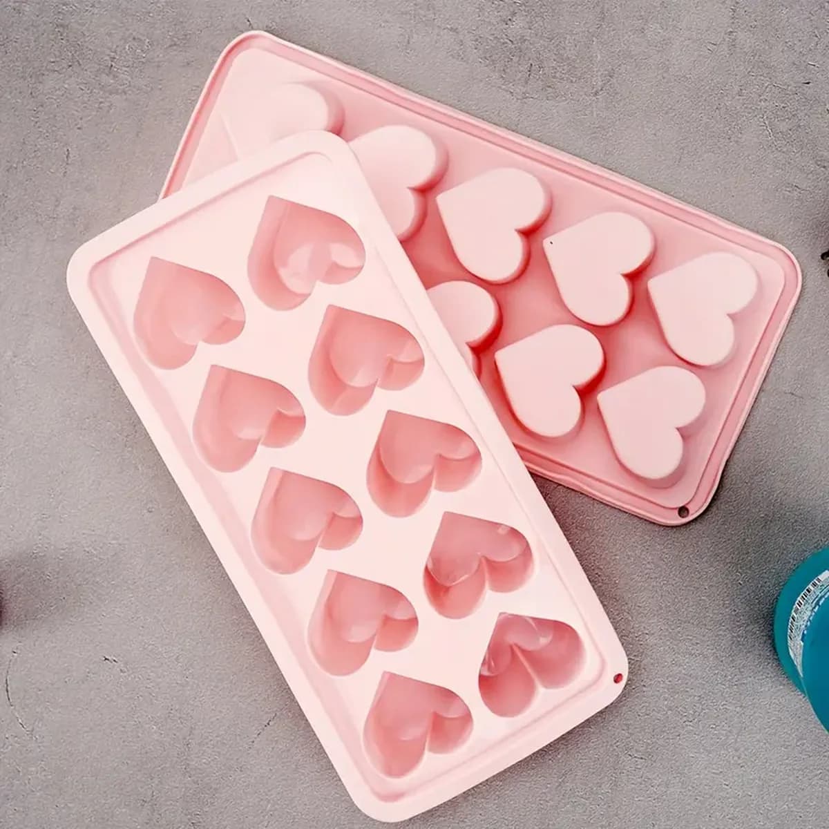 Set di 10 Stampi in Silicone a Forma di Cuore per Cubetti di Ghiaccio, Facili da Sformare, per Cucina e Casa