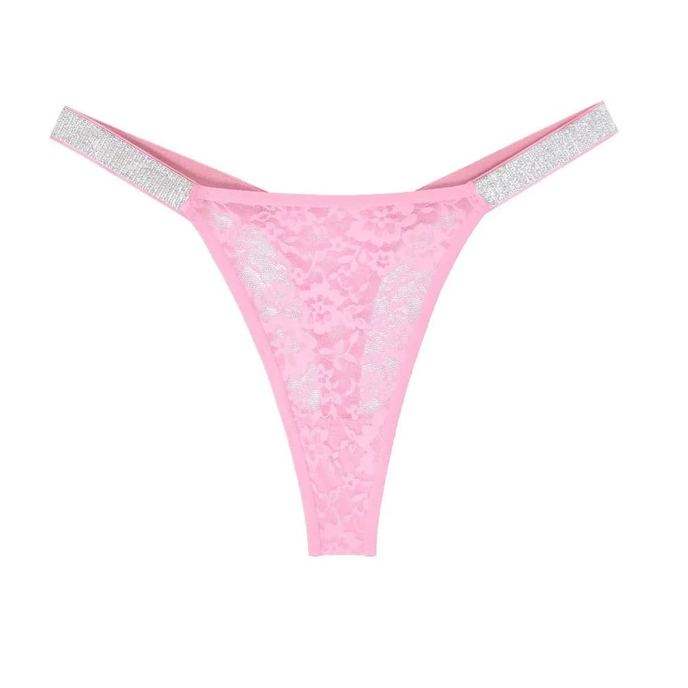 Breathable Rhinestone Belt Women's Thongs Mesh Hollow Out Lace Thongs Underwear Low Waist T-back Briefs Lingerie