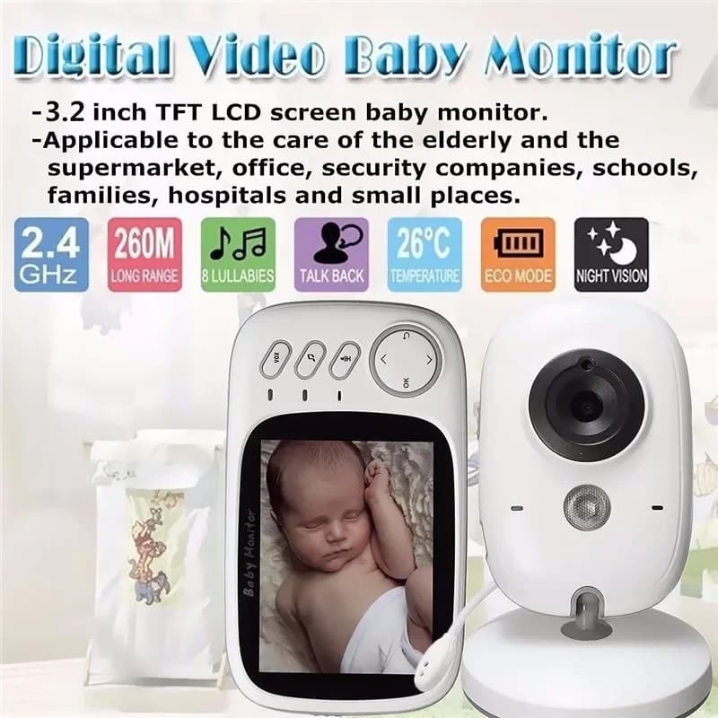 Baby Monitor VB603 Videocitofono elettronico Display LCD da 3,2 pollici Telecamera di sorveglianza Protezione di sicurezza per Baby Chlid Smart Home