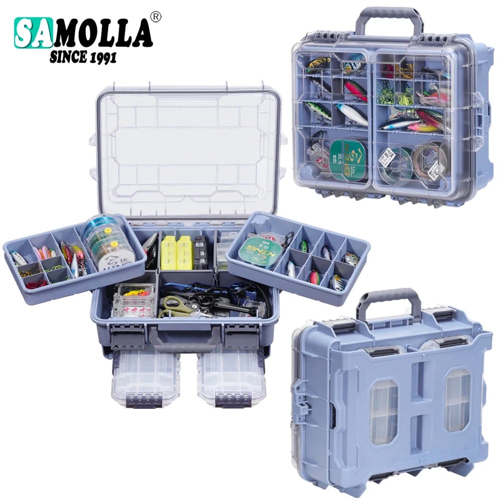 Nuova Scatola Portatile Grande per Esche, Impermeabile, Multifunzionale, a Doppio Strato, Contenitore per Accessori da Pesca, Regalo