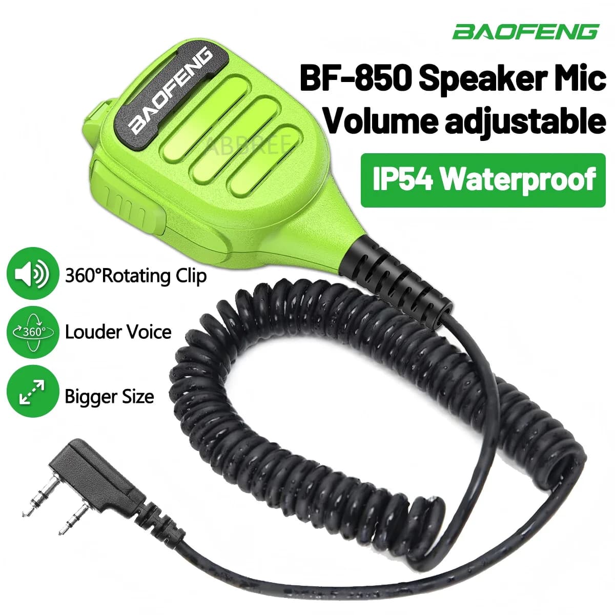 Microfono Altoparlante Walkie Talkie BAOFENG BF-850 con Doppio PTT, Impermeabile IP54 per Radio Amatoriali BAOFENG AR-39, UV-21PRO, BF-888S, AR-152, UV-5R