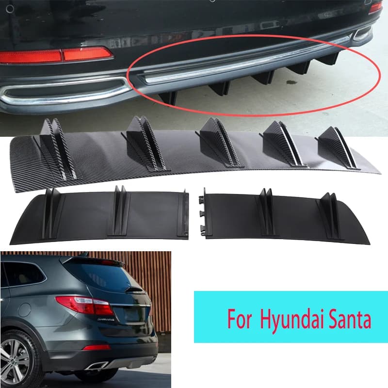 Per Hyundai Santa Auto Paraurti Posteriore Labbro ABS Doppia Ala Posteriore Shark Telaio Fin Stile Curvo Paraurti Labbro Diffusore Anti-collisione