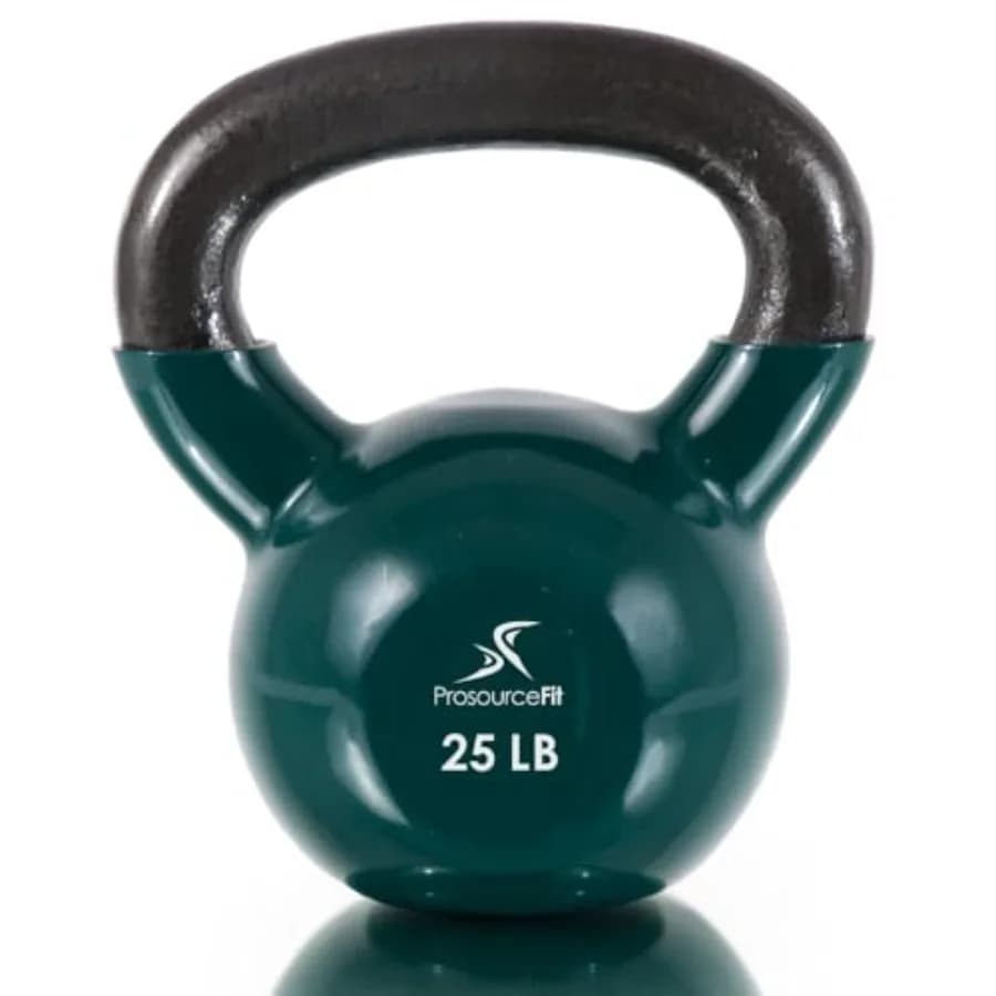 Kettlebell in Ghisa Rivestita in Vinile per Allenamenti Total Body, Rivestimento Nero Resistente, Impugnatura Ergonomica Antiscivolo