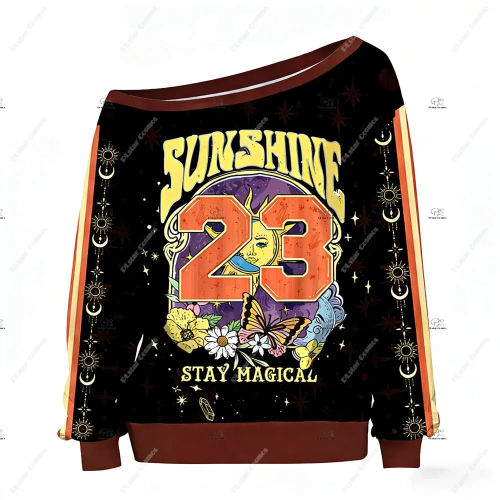 Felpa Personalizzata con Nome e Numero, Stile Gotico Vintage Y2K 3D Harajuku, Pullover Casual con Spalle Scoperte, Maniche Lunghe, Abbigliamento Sportivo da Donna E