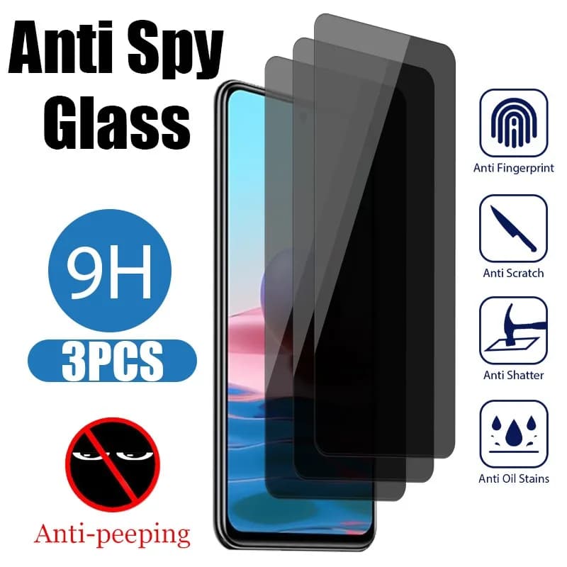 3 pezzi protezione schermo privacy per Redmi Note 12 11 10 Pro 9 8 7 11S 10S 9S Plus 5G vetro anti-spia per Redmi 10C 10 9 9A 9C vetro