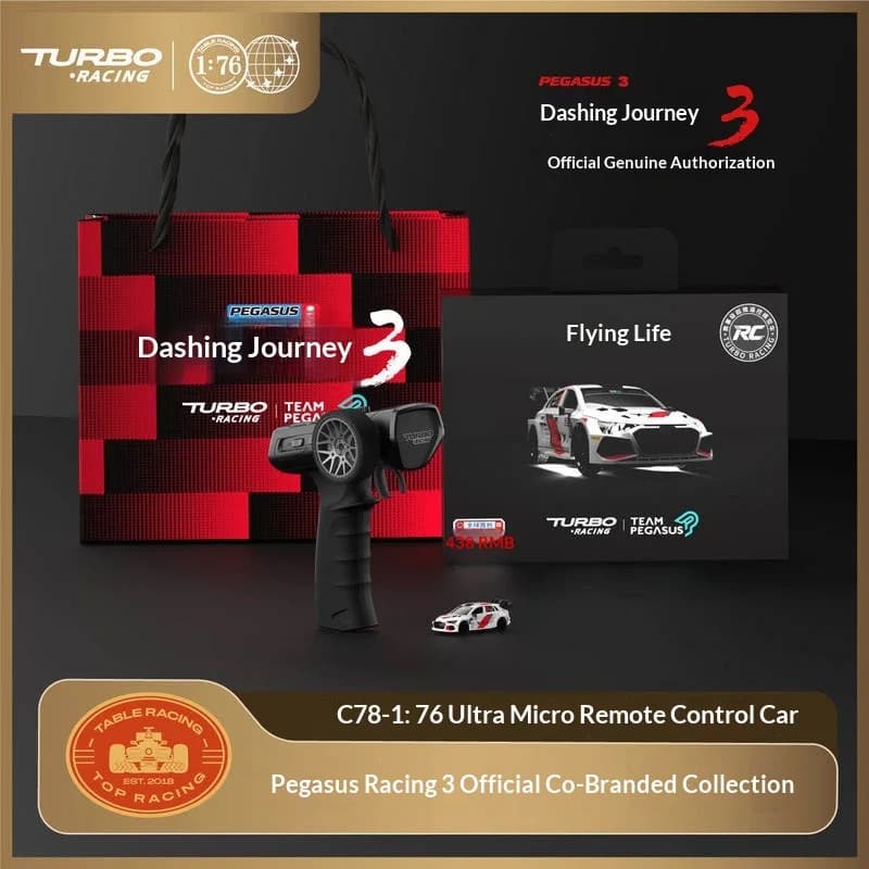 Turbo Racing RC Race Car Official Licensed Pegasus 3 C78 1:76 Scale Ultra Mini Tabletop Racing Model For Hobbyists Collectors