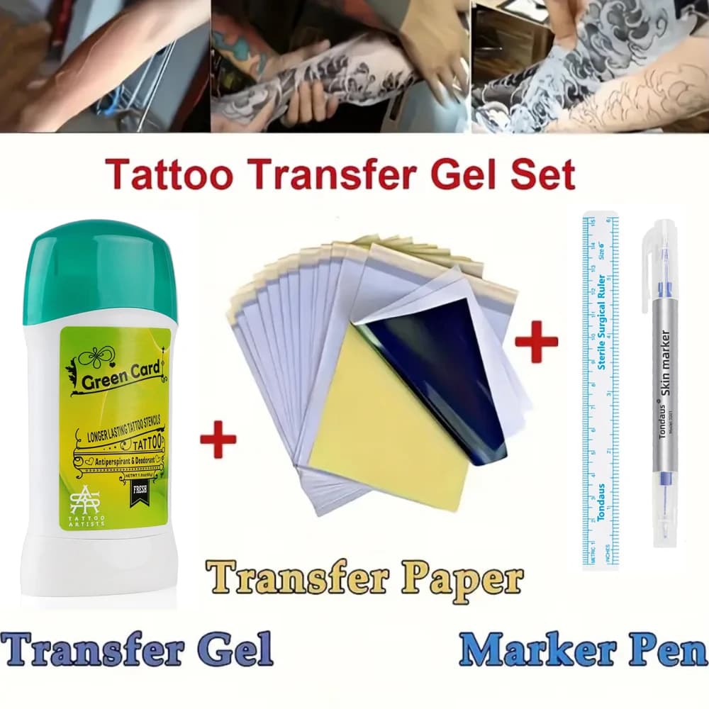 Gel per trasferimento tatuaggi, gel magico per stencil per tatuaggi professionale, carta per trasferimento tatuaggi per fotocopiatrici termiche, pennarello